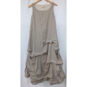 Chalet Womens S Linen Sleeveless Dress Made in USA bubble Hem Lagenlook Artsy